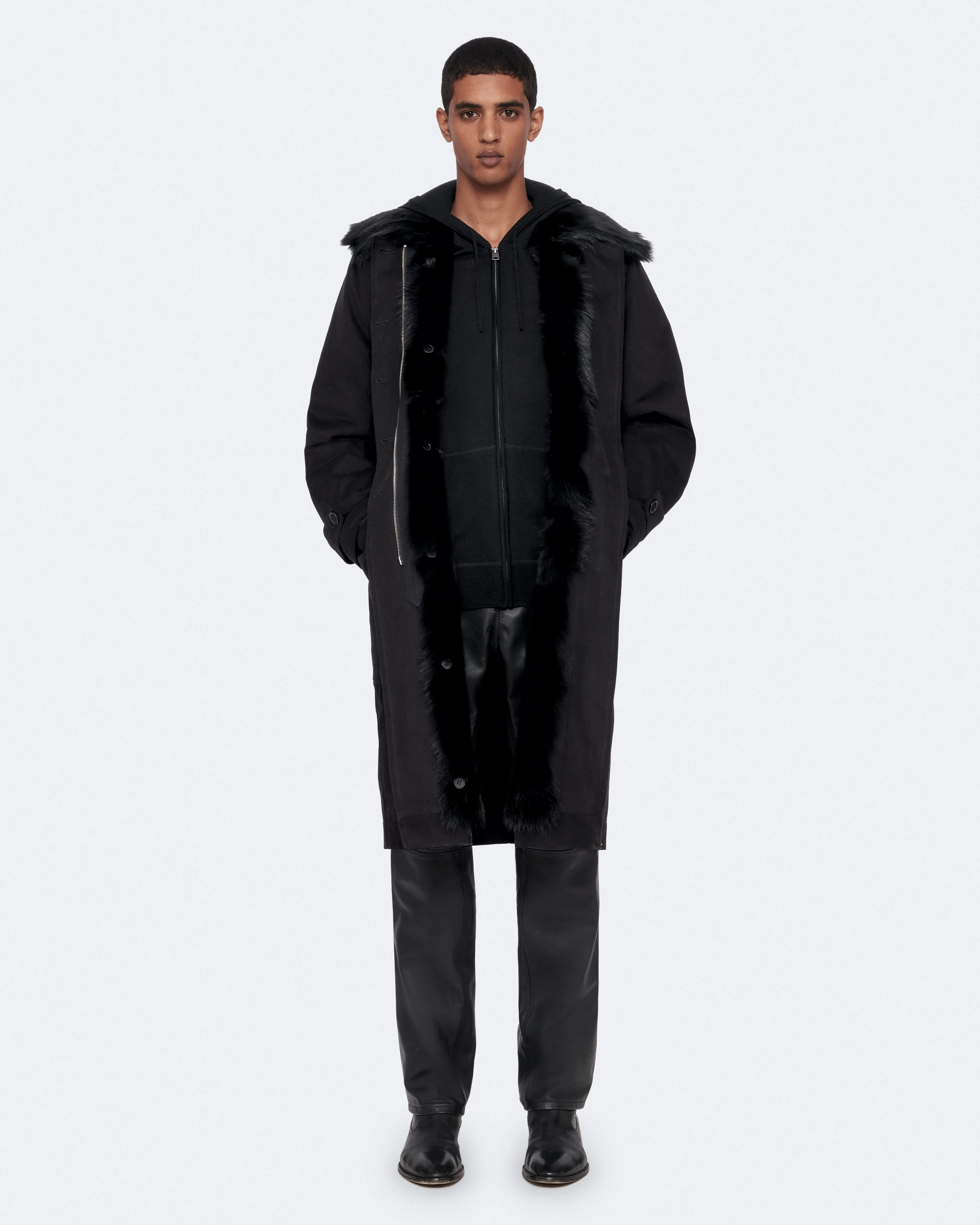 Seyka Double-Layer Shearling Coat Black/Black | ALLSAINTS US